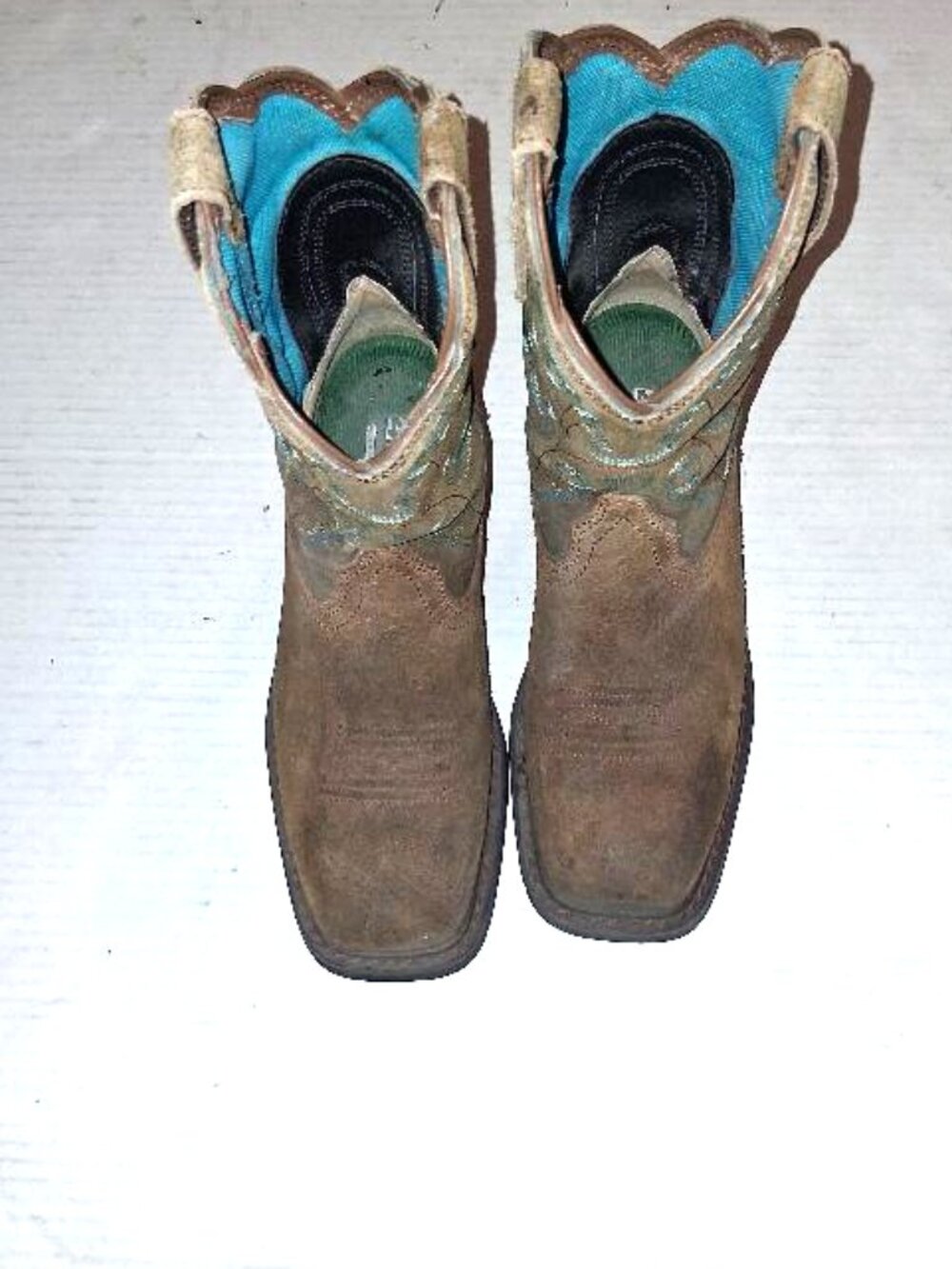 Ariat Brown Leather Pull-On Steel Toe Work Boots With Suede Shaft Size 6